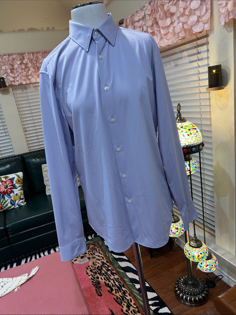 Men's Lavender Long-Sleeve Button-Up Dress Shirt